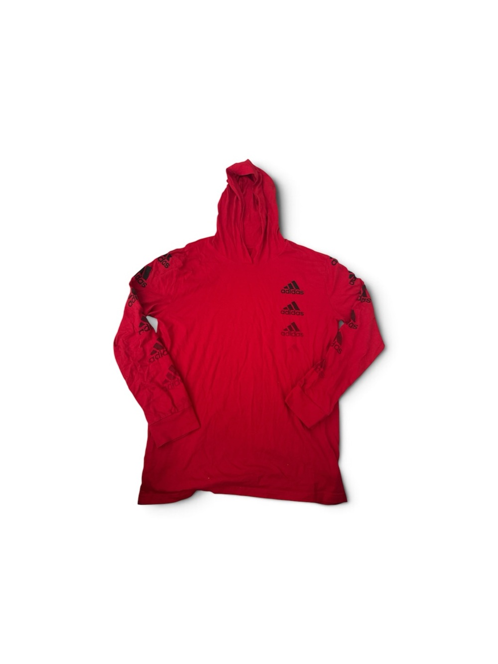 adidas Red Men’s Hooded Long-Sleeve Logo Shirt